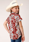 Roper Girl's All Ovar Print Hawaiian Horseshoes - Red - Broken horn