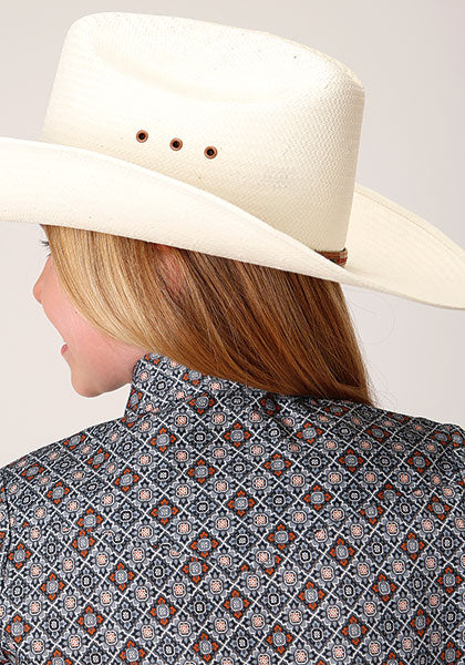 Roper Girl's All Over Print Silver Foulard - Grey - Broken horn
