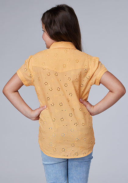 Roper Girls Cotton Eyelet Western Blouse - Broken horn