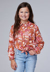 Roper Girls Groovy Cacti Printed Rayon Blouse - Broken horn