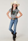 Roper Girls Printed Knit Blouse - Broken horn