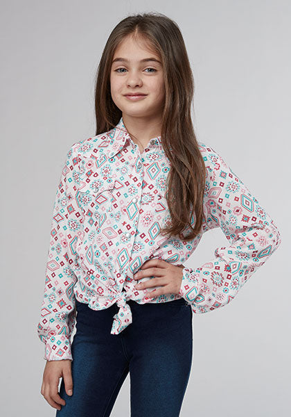 Roper Girls Scattered Aztec Printed Rayon - Broken horn