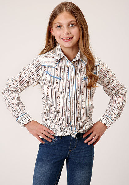 Roper Girls Snap Retro Wallpaper Stripe - Broken horn
