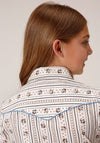 Roper Girls Snap Retro Wallpaper Stripe - Broken horn