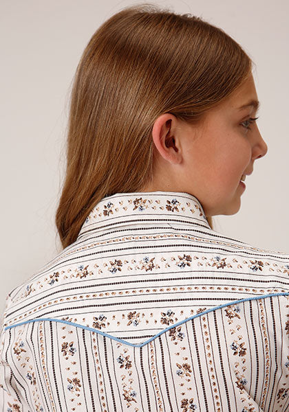 Roper Girls Snap Retro Wallpaper Stripe - Broken horn