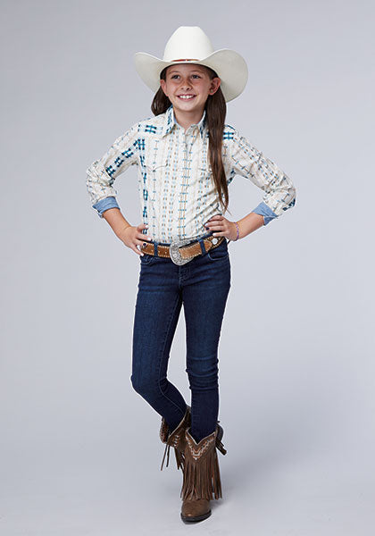 Roper Girls Vertical Aztec Stripe - Broken horn
