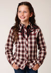 Roper Girls Wine/Black/Cream Plaid - Broken horn