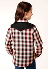 Roper Girls Wine/Black/Cream Plaid - Broken horn