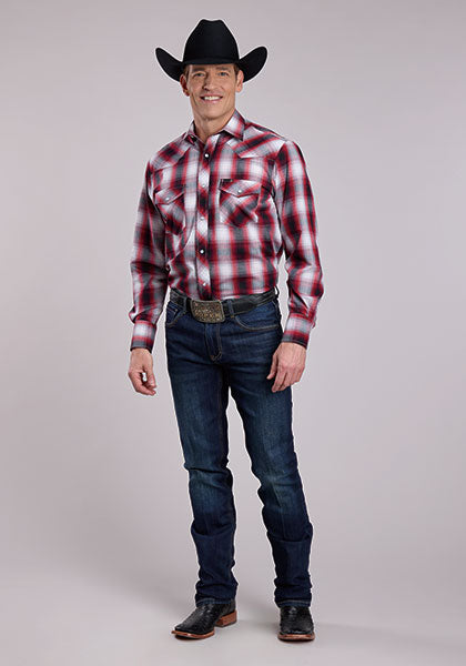 Roper Men's Snap Plaid - Broken horn