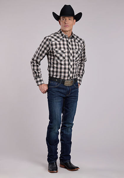 Roper Men's Snap Plaid - Broken horn