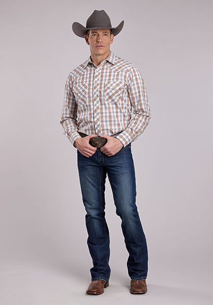 Roper Men's Snap Plaid - Broken horn
