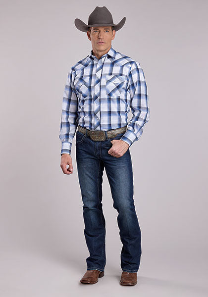 Roper Men's Snap Plaid - Broken horn