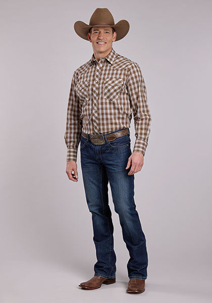 Roper Men's Snap Plaid - Broken horn