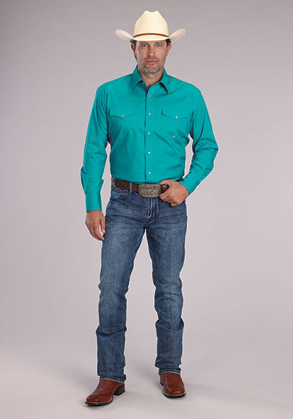 Roper Men's Solid Poplin - Broken horn