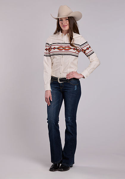 Roper Aztec Border Snap Shirt - Broken horn