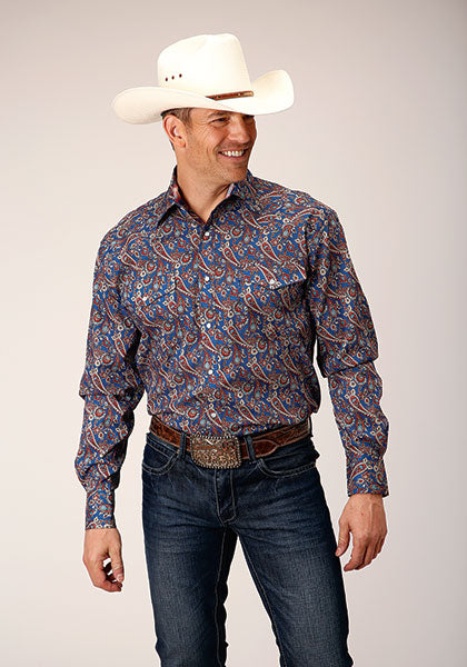 Roper Men Amarillo Snap Allover Print - Independence Foulard - Broken horn