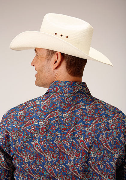 Roper Men Amarillo Snap Allover Print - Independence Foulard - Broken horn