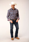 Roper Men Amarillo Snap Allover Print - Independence Foulard - Broken horn