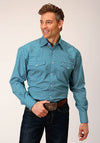Roper Men Diamond Print Turquoise - Broken horn