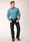 Roper Men Diamond Print Turquoise - Broken horn
