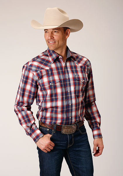 Roper Men Independence Plaid - Broken horn