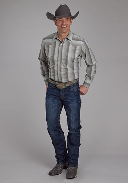 Roper Men Multi Grey Stripe - Broken horn