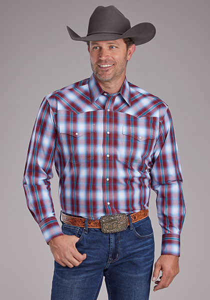 Roper Men Plaid Red - Broken horn