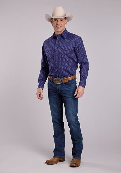 Roper Men's Aztec Print Snap - Broken horn
