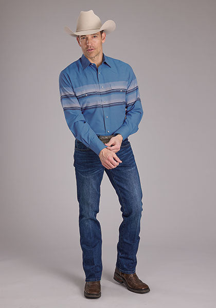 Roper Men's Border Stripe - Broken horn