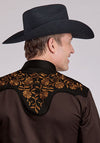 Roper Men's Chocolate Brown Western Shirt - Broken horn