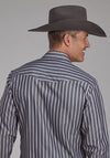 Roper Men's Dk. Charcoal Grey & Tan Stripe - Broken horn