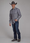 Roper Men's Dk. Charcoal Grey & Tan Stripe - Broken horn