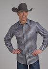 Roper Men's Dk. Charcoal Grey & Tan Stripe - Broken horn