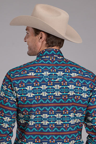 Roper Men's Horizontal Navajo Aztec Print - Broken horn