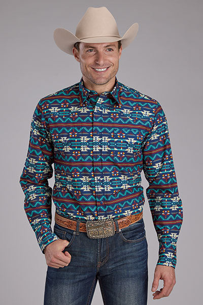 Roper Men's Horizontal Navajo Aztec Print - Broken horn