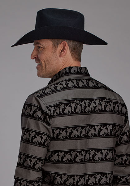 Roper Men's Horizontal Rodeo Stripe - Broken horn