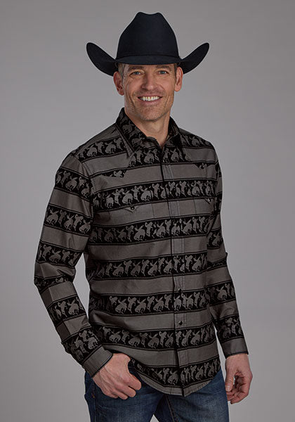 Roper Men's Horizontal Rodeo Stripe - Broken horn