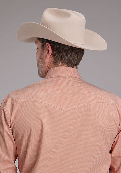 Roper Men's Minicheck - Orange - Broken horn