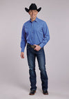 Roper Men's Solid Broadcloth Granada Sky Blue - Broken horn
