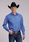 Roper Men's Solid Broadcloth Granada Sky Blue - Broken horn