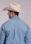 Roper Men's Solid Poplin - Chambray Blue - Broken horn