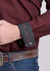 Roper Men's Solid Poplin - Wine - Broken horn