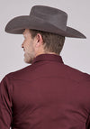 Roper Men's Solid Poplin - Wine - Broken horn