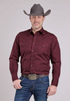 Roper Men's Solid Poplin - Wine - Broken horn