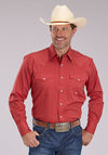 Roper Men's Solid Stretch Poplin - Rust - Broken horn
