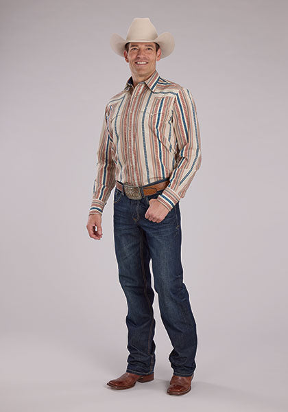 Roper Men's Southwest Vertical Stripe - Broken horn