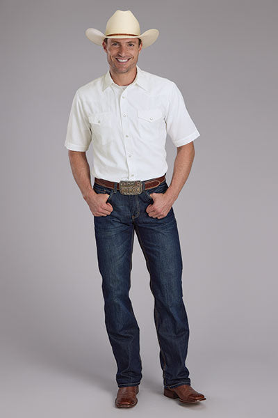 Roper Men's White Tone on Tone - Broken horn