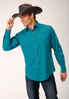 Roper Men Solid Poplin - Deep Teal - Broken horn