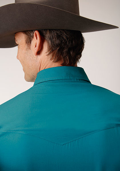 Roper Men Solid Poplin - Deep Teal - Broken horn