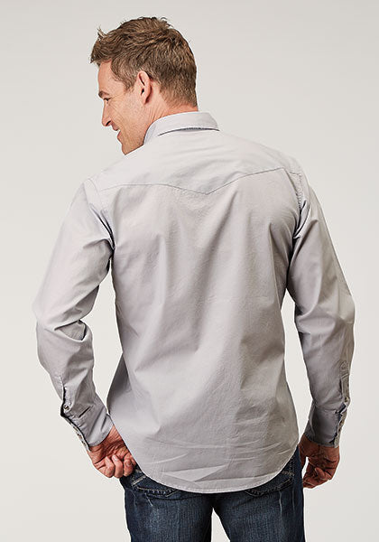 Roper Men Solid Poplin - Grey - Broken horn